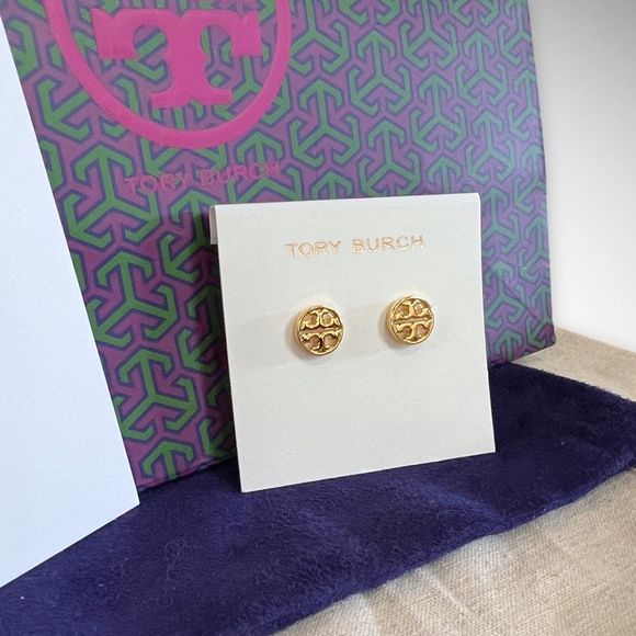 New Tory Burch Miller 18k Gold-Plated Stud Earrings in Gold $78 - Picture 12 of 14